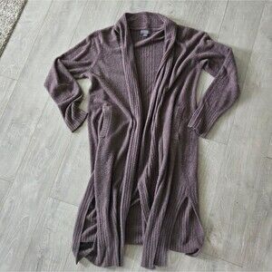 Barefoot Dreams CozyChic Lite Circle Cardigan Brown Taupe Open Front Size L